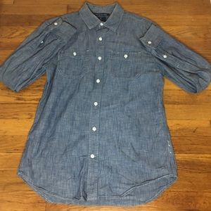 Denim button-up shirt